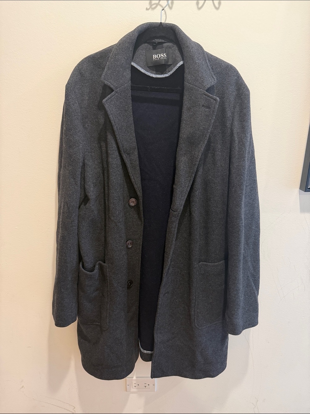 BOSS Charcoal Gray Wool Pea Coat